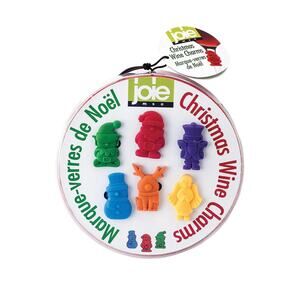 Joie Christmas Silicone Wine Charm 6-Piece Set Multicolor New